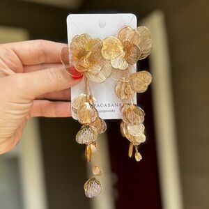 Gold Asymmetrical Floral Earrings